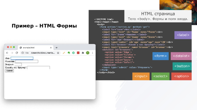 Пример – HTML Формы 