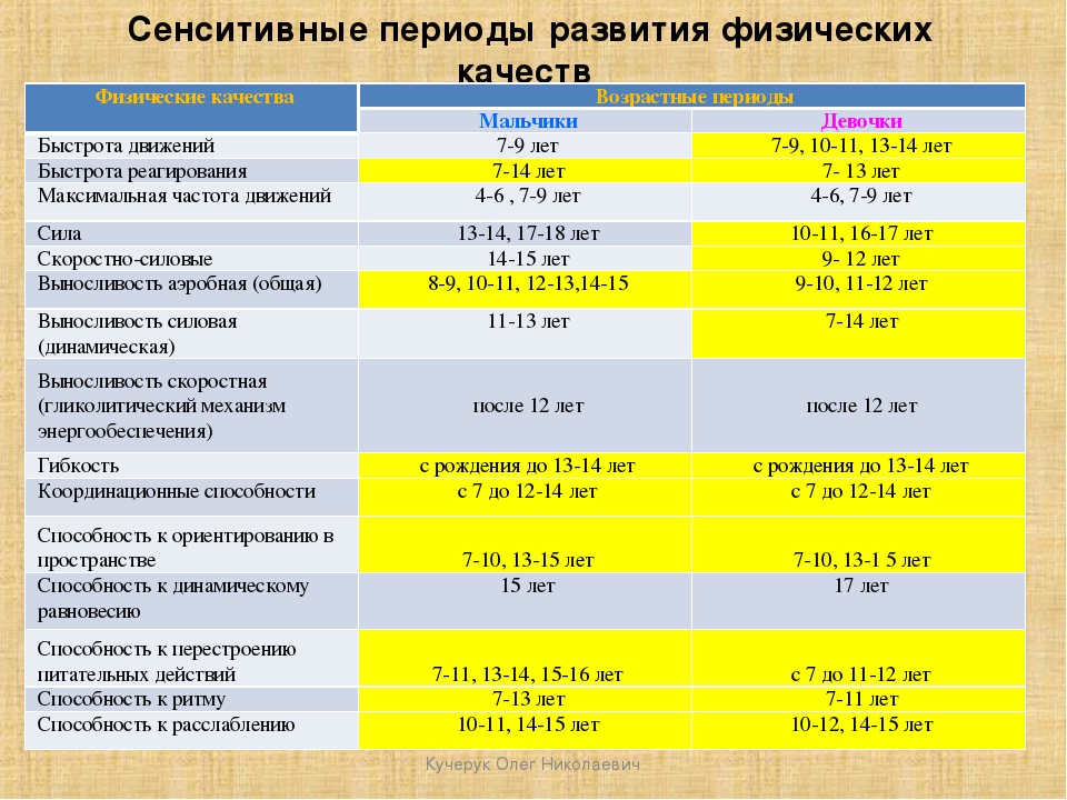 Сенситивные периоды развития основных физических качеств презентация