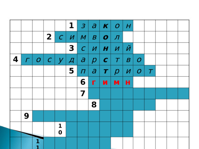 4 2 г 1 с о з с и 3 а у м д с в к 9 и а о 5 о л н р п н с 6 и а 7 г 11 т т й и 10 р в м 8 и о о н т 