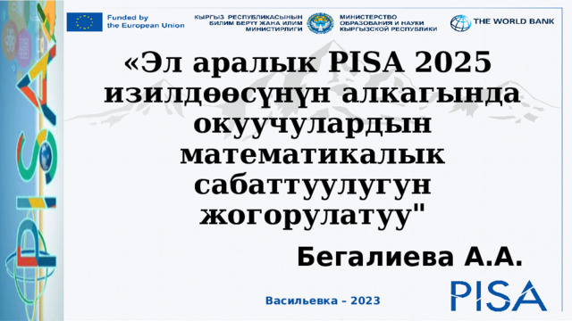 «Эл аралык PISA 2025  изилдөөсүнүн алкагында окуучулардын математикалык сабаттуулугун жогорулатуу