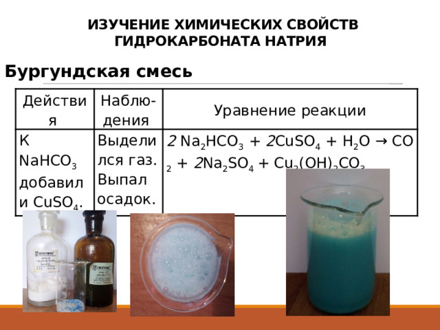 В результате реакции выделяется газ