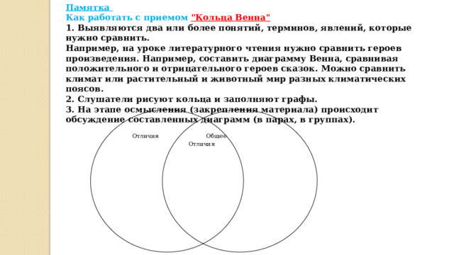 Памятка  Как работать с приемом 