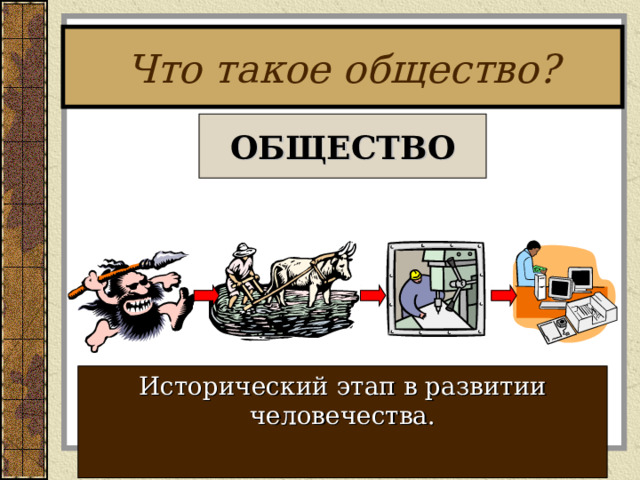 Что такое общество? ОБЩЕСТВО Исторический этап в развитии человечества. 