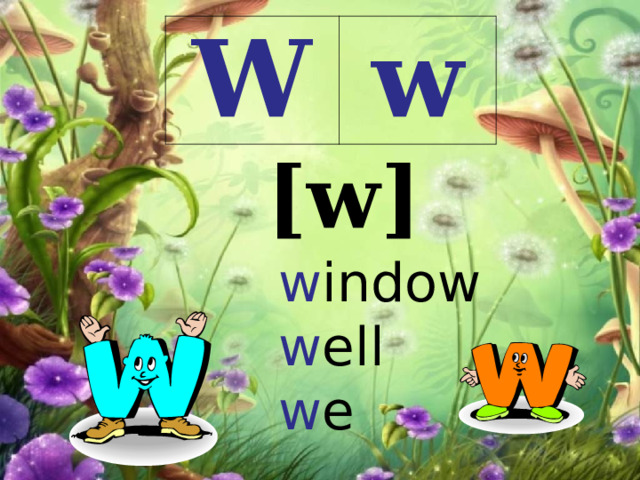 W w [w] w indow  w ell  w e 