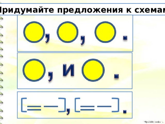 Придумайте предложения к схемам. 