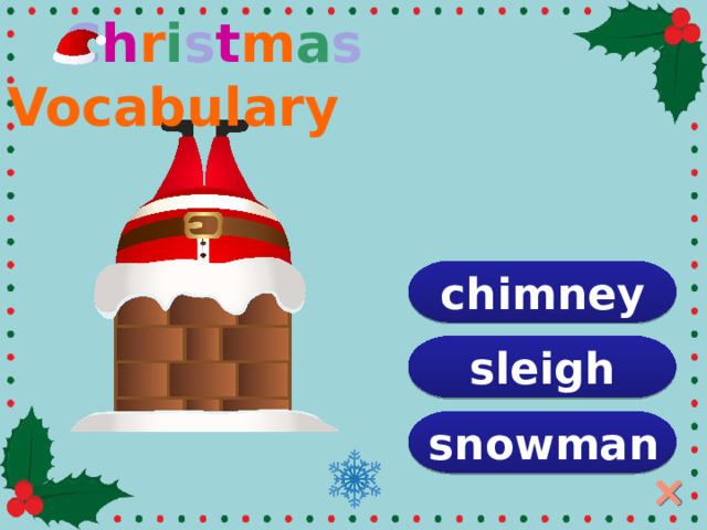  C h r i s t m a s Vocabulary chimney sleigh snowman  