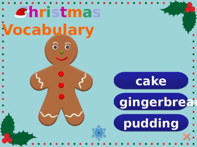  C h r i s t m a s Vocabulary cake gingerbread pudding  