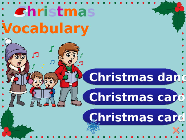  C h r i s t m a s Vocabulary Christmas dance Christmas carol Christmas card  