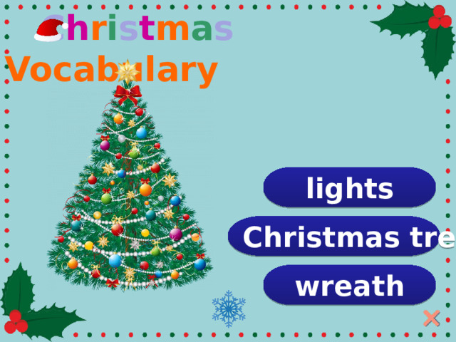  C h r i s t m a s Vocabulary lights Christmas tree wreath  
