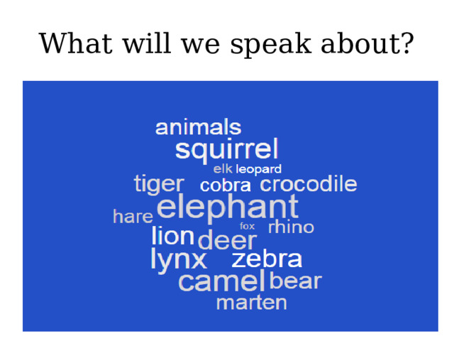 What will we speak about? 