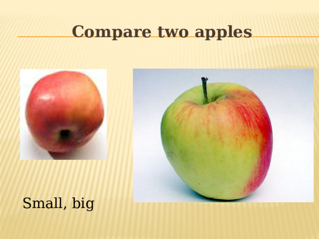 Compare two apples Small, big 