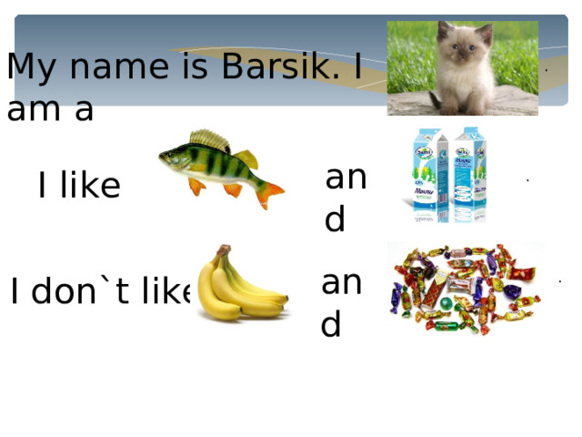 My name is Barsik. I am a . and I like . and I don`t like . 