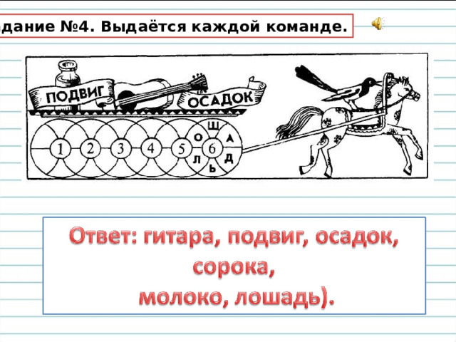 Задание №4. Выдаётся каждой команде. 