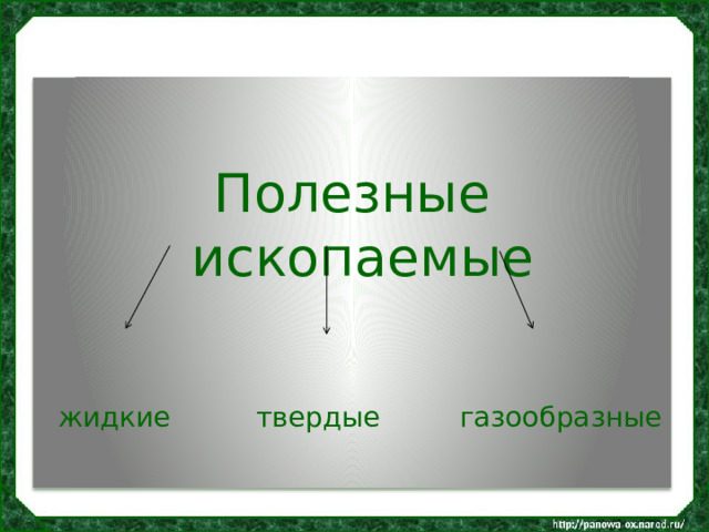 Полезные ископаемые  жидкие   твердые  газообразные  