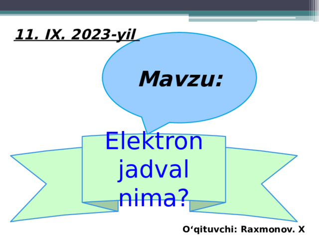 Elektron Jadval Nima