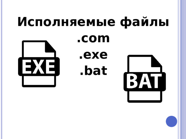 Исполняемые файлы .com .exe .bat  