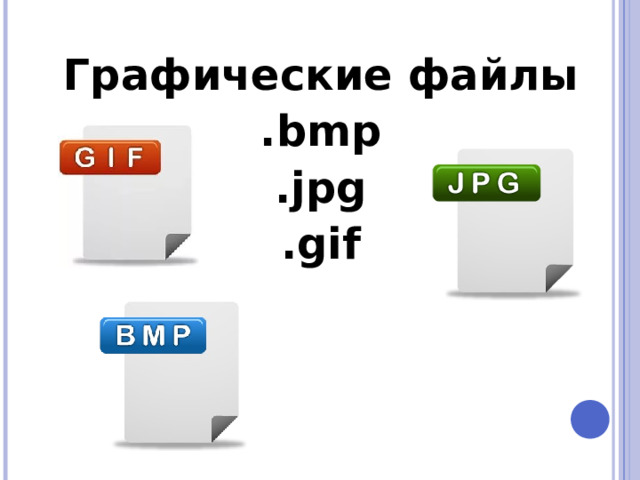 Графические файлы .bmp .jpg .gif  
