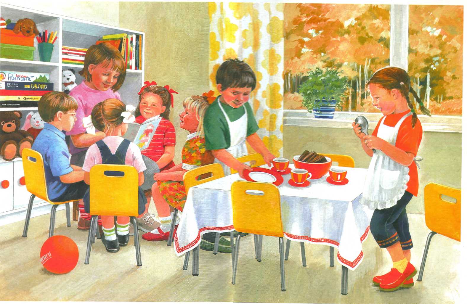 Картина о.р.Гофман «мы дежурим».. Сюжетные картины для детского сада. Сюжетная картина сад. Картина дети в детском саду. Тематическая неделя друзья