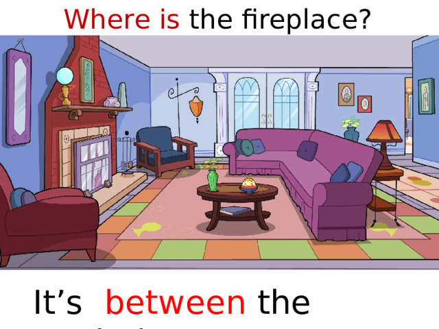 Where is the fireplace?  It’s between the armchairs  