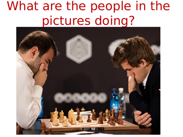 What are the people in the pictures doing?  