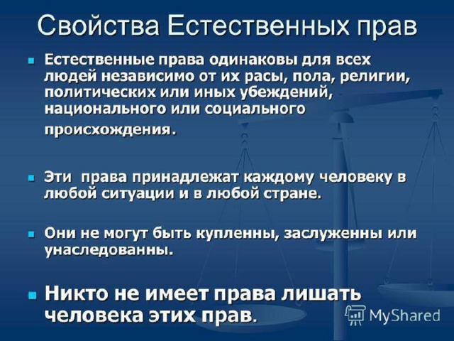 Естественные права человека примеры