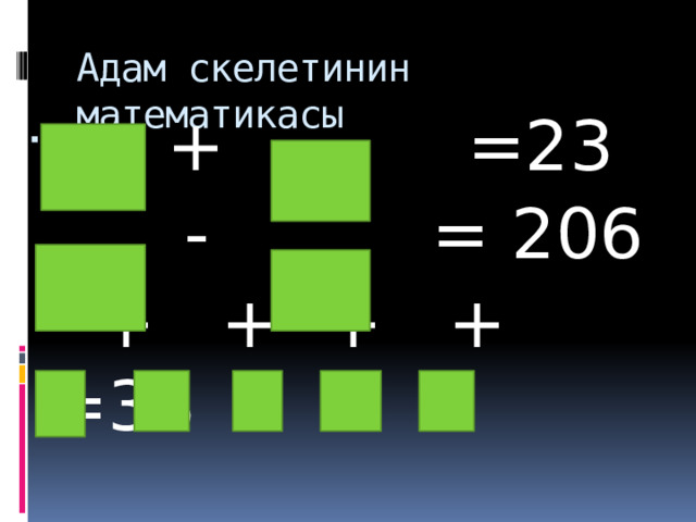 Адам скелетинин математикасы  + =23  - = 206  + + + + =33 