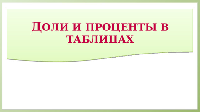 Д оли и проценты в таблицах 