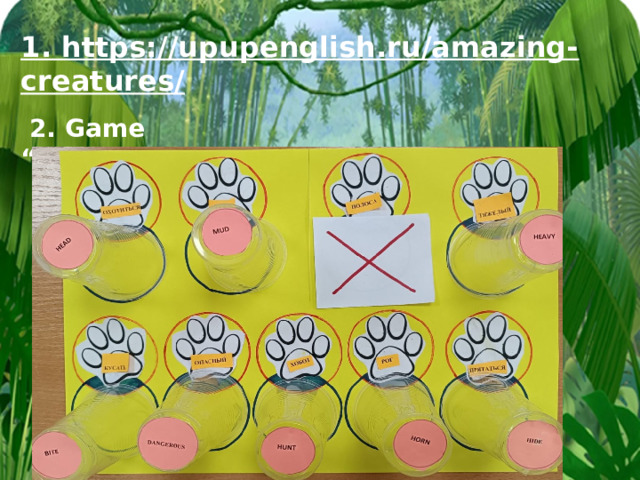 1. https://upupenglish.ru/amazing-creatures/  2. Game “CheckCup ”. 
