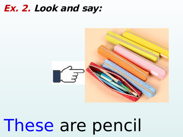 Ex. 2. Look and say: These are pencil case s .  