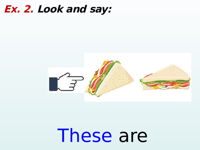 Ex. 2. Look and say: These are sandwich es .  