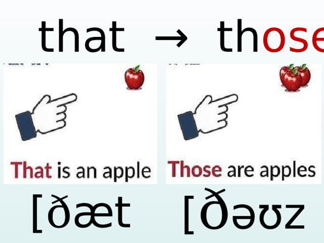  that → th ose [ ð əʊ z ] [ ð æ t ]  