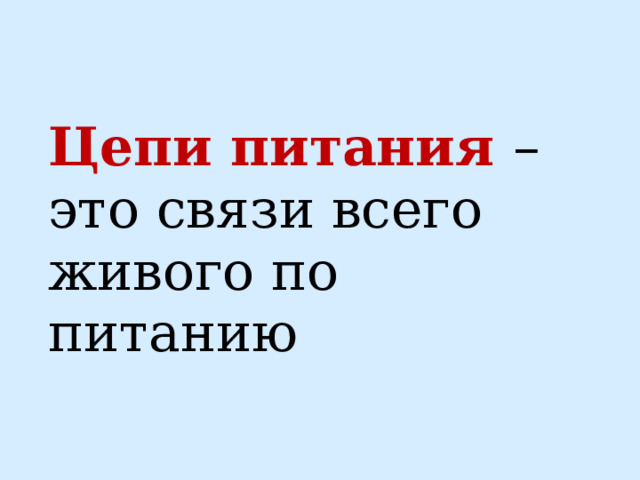 Цепи питания – это связи всего живого по питанию 