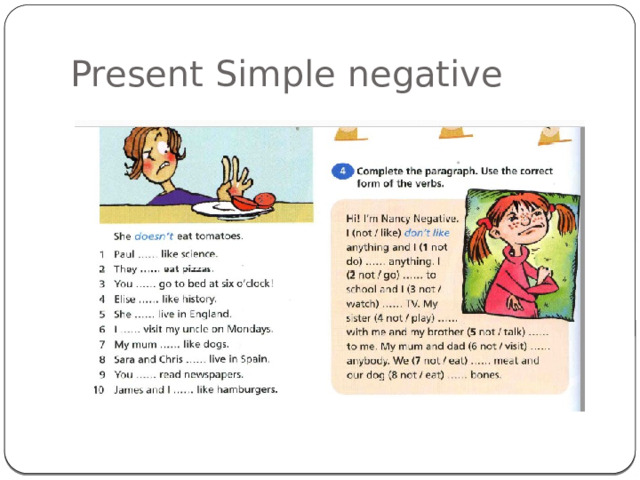Present Simple negative 