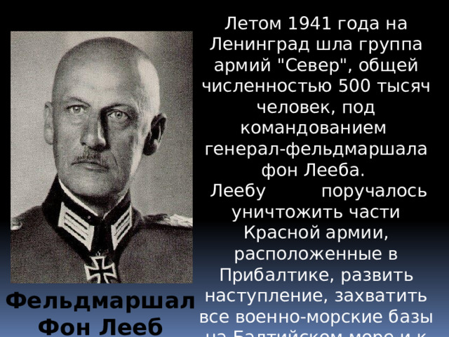 Летом 1941 года на Ленинград шла группа армий 