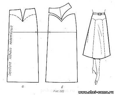 Прямая юбка на кокетке выкройка Проверочная работа "Обработка юбки "годе