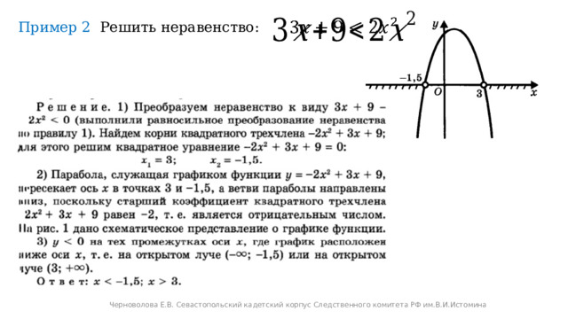   Пример 2 Решить неравенство: Черноволова Е.В. Севастопольский кадетский корпус Следственного комитета РФ им.В.И.Истомина 