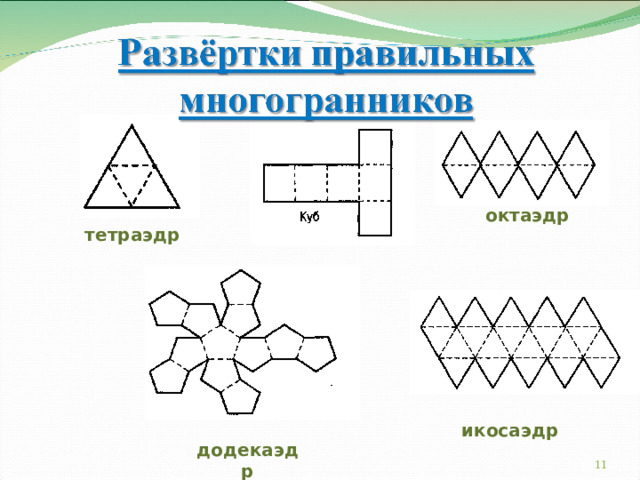 октаэдр тетраэдр икосаэдр додекаэдр 6 