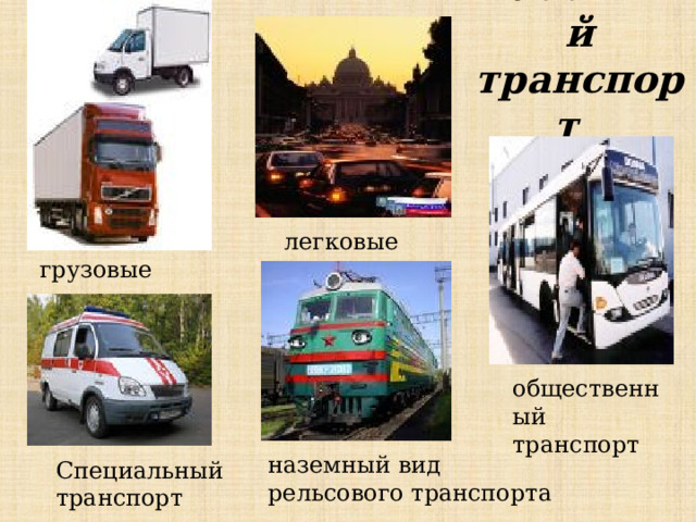 Виды транспорта и их примеры Разработка внеклассного мероприятия по ПДД