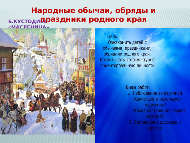 Народные обычаи, обряды и праздники родного края Б.Кустодиев «Масленица» 