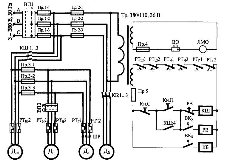 Принципиальная электрическая схема 380