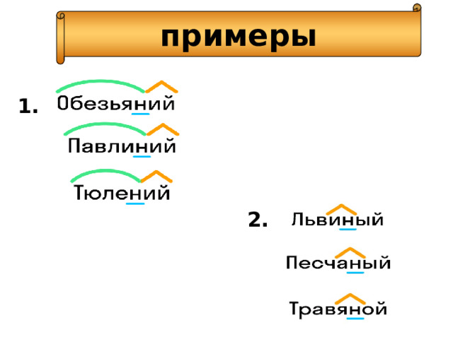 примеры 1. 2.  