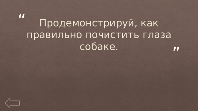 Продемонстрируй, как правильно почистить глаза собаке. 