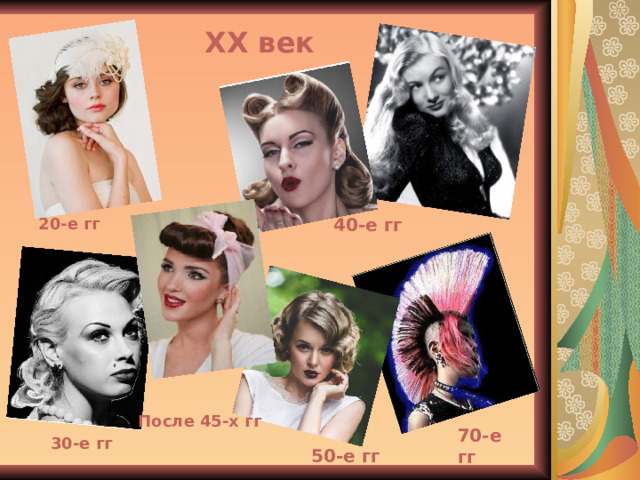 XX век 20-е гг 40-е гг После 45-х гг 70-е гг  30-е гг 50-е гг 