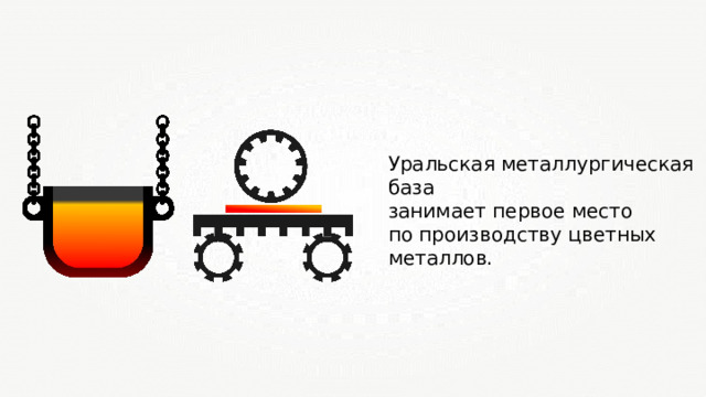 Уральская металлургическая база занимает первое место по производству цветных металлов. 