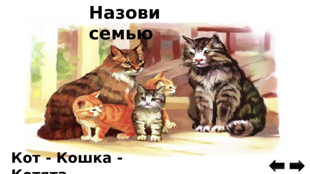 Назови семью Кот - Кошка - Котята 
