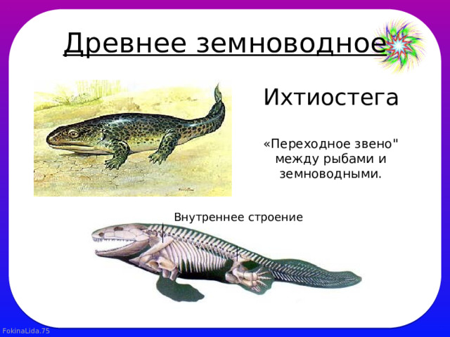 Древнее земноводное Ихтиостега «Переходное звено