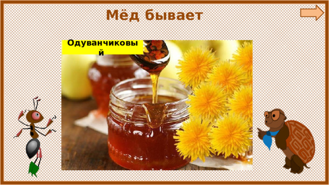 Мёд бывает Липовый Гречишный Одуванчиковый Акациевый Каштановый 