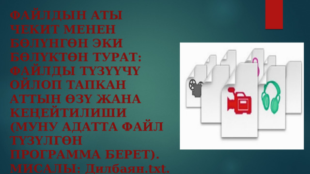 Файл жана файлдын түрлөрү