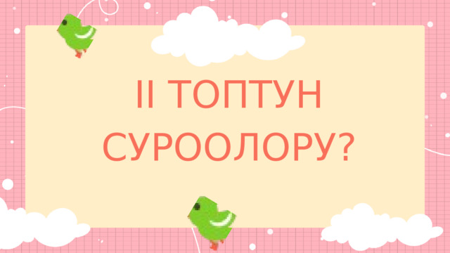 II ТОПТУН СУРООЛОРУ? 