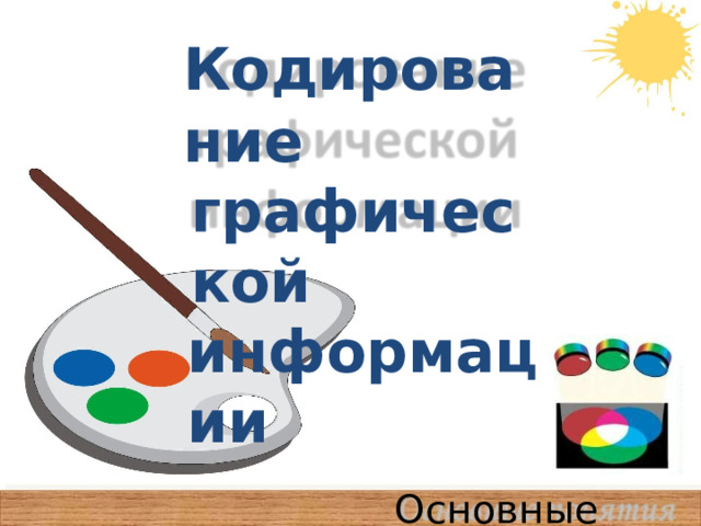 Кодирование графической информации Основные  понятия 